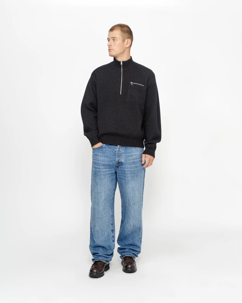 Stussy HALF ZIP MOCK NECK SWEATER