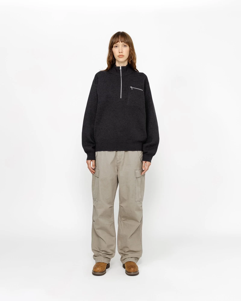 Stussy HALF ZIP MOCK NECK SWEATER