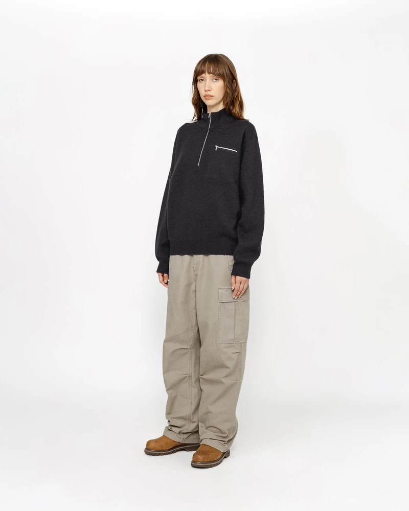 Stussy HALF ZIP MOCK NECK SWEATER