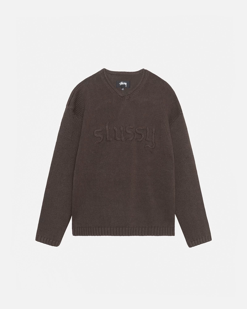 Stussy EMBROIDERED V-NECK LOGO SWEATER
