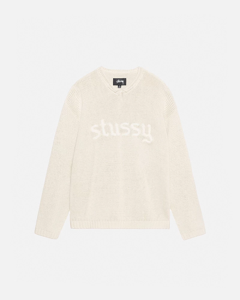 Stussy EMBROIDERED V-NECK LOGO SWEATER