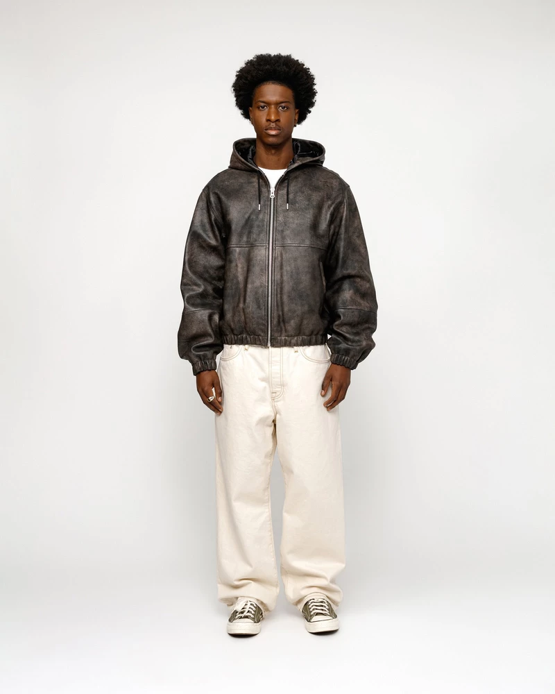 Stussy WORK JACKET STONEWASH LEATHER