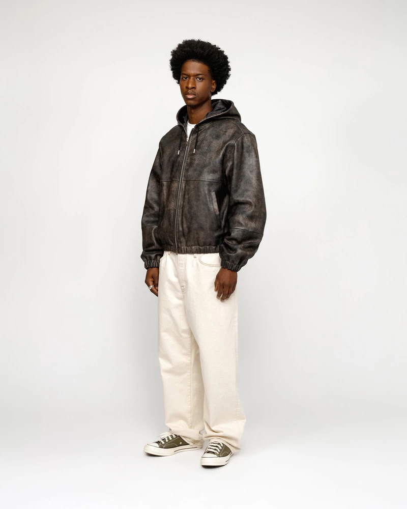 Stussy WORK JACKET STONEWASH LEATHER