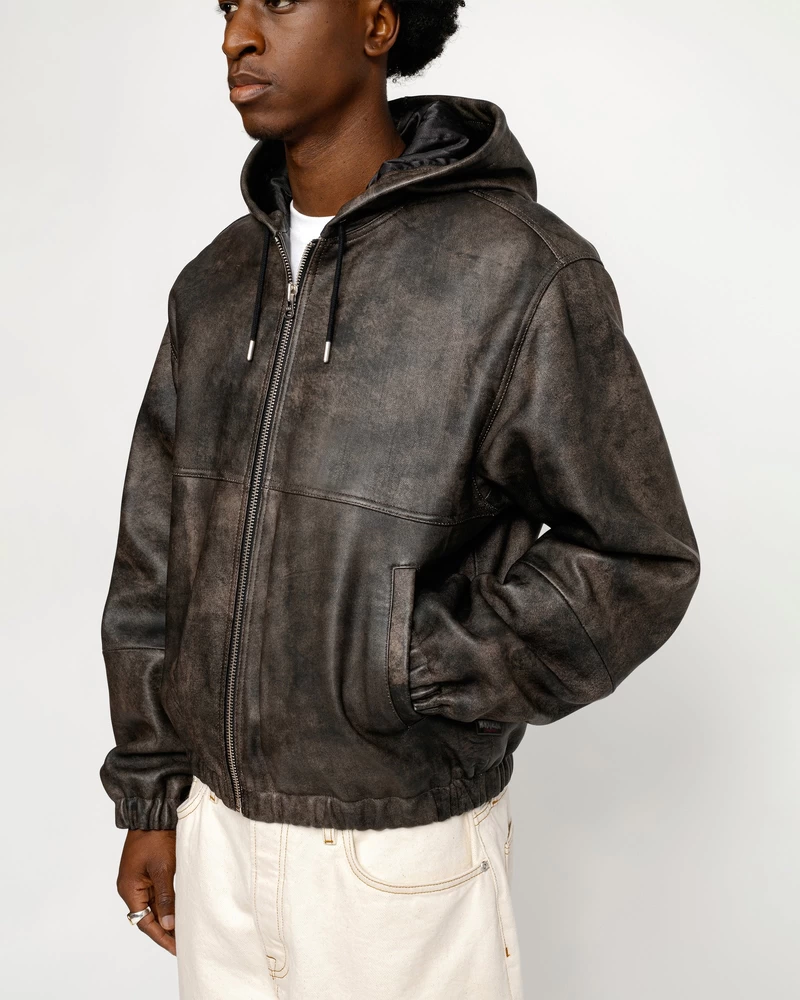 Stussy WORK JACKET STONEWASH LEATHER