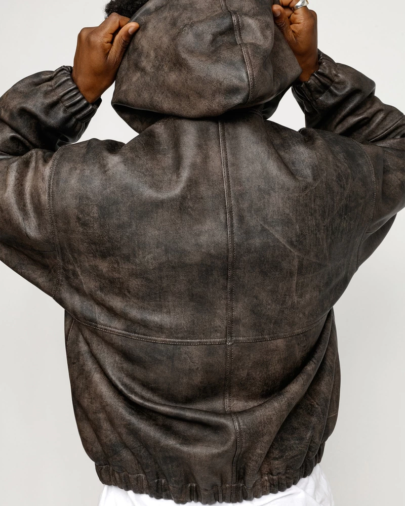 Stussy WORK JACKET STONEWASH LEATHER