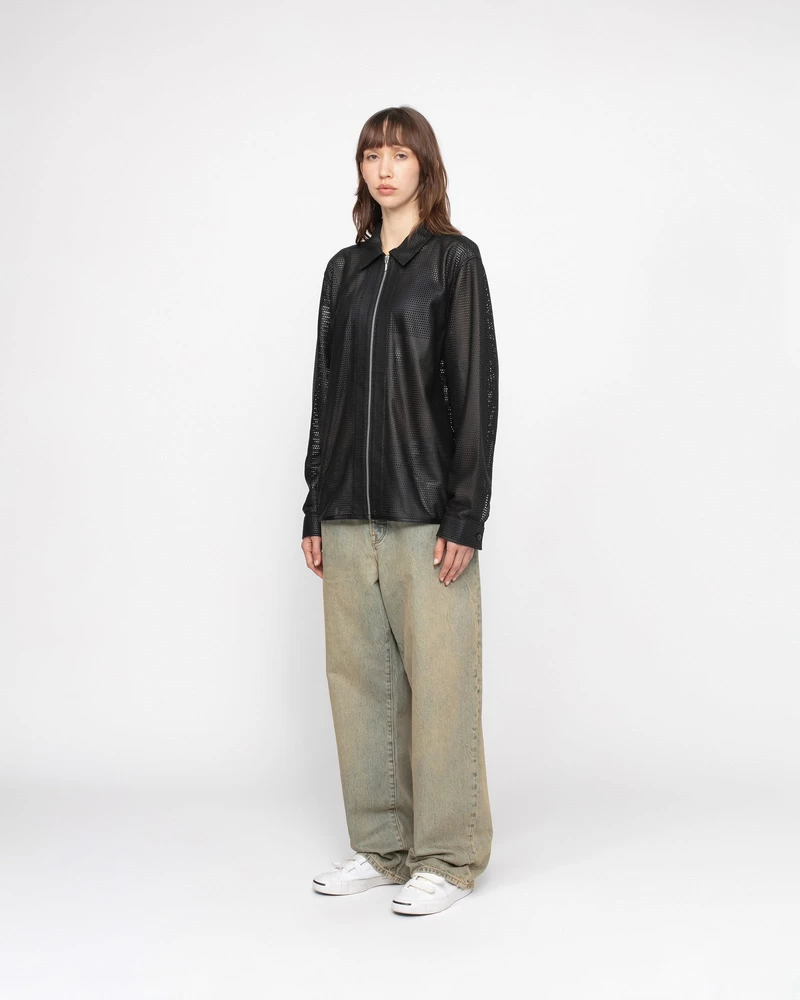 Stussy ZIP SHIRT PERFORATED LEATHER