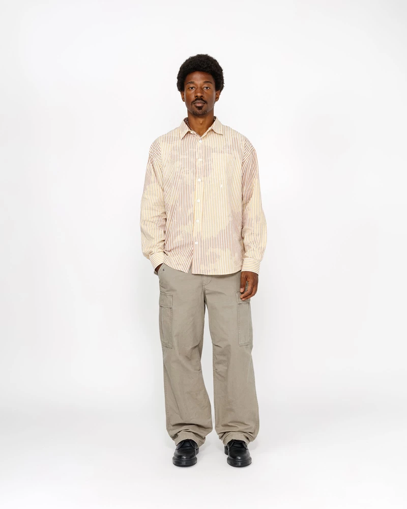 Stussy CLASSIC LS SHIRT BLEACHED POPLIN